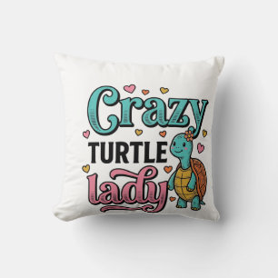 Crazy Turtle Lady Vintage Engraving Design_1 Cushion