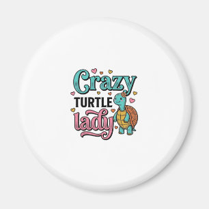 Crazy Turtle Lady Vintage Engraving Design_1 Magnet