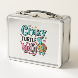 Crazy Turtle Lady Vintage Engraving Design_1 Metal Lunch Box