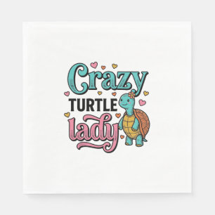 Crazy Turtle Lady Vintage Engraving Design_1 Napkin