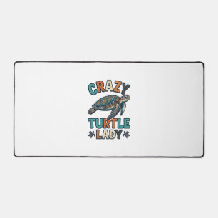 Crazy Turtle Lady Vintage Sea Turtle Shirt Design_ Desk Mat