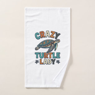 Crazy Turtle Lady Vintage Sea Turtle Shirt Design_ Hand Towel