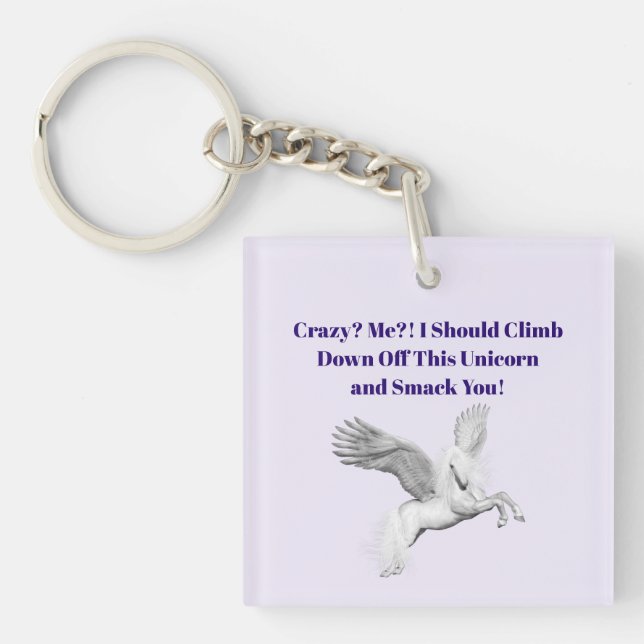 Crazy Unicorn Acrylic Keychain (Front)
