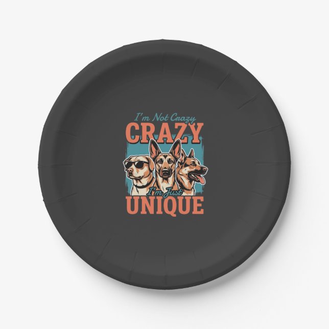 Crazy Unique Dog Lover Paper Plate (Front)