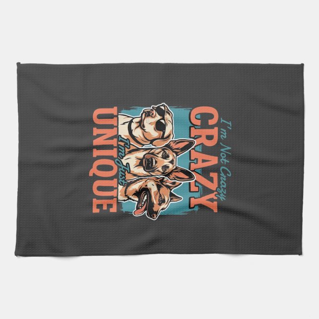 Crazy Unique Dog Lover Tea Towel (Horizontal)