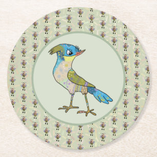 Crazy Vogel  Round Paper Coaster