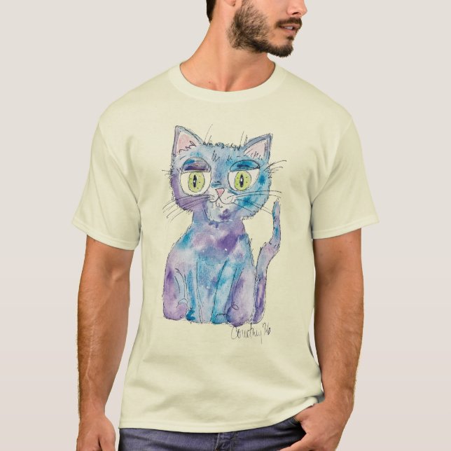 Crazy watercolor cat T-Shirt (Front)