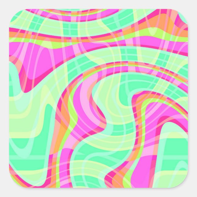 Crazy Waves Square Sticker (Front)