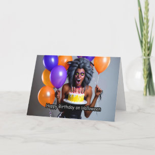 Crazy Werewolf Woman - Halloween Birthday Holiday Card