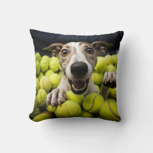 🐶Crazy Whippet Puppy 🎾with Tennis balls Cushion