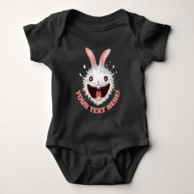 Crazy White Rabbit Face Baby Bodysuit (Front)