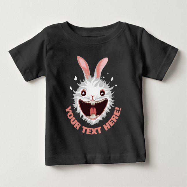 Crazy White Rabbit Face Baby T-Shirt (Front)