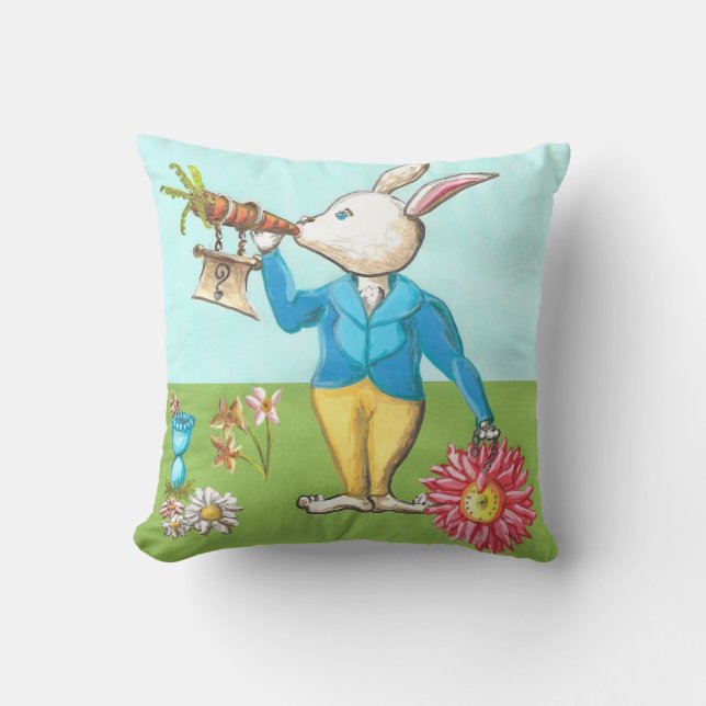 crazy white rabbit on pillow (Front)