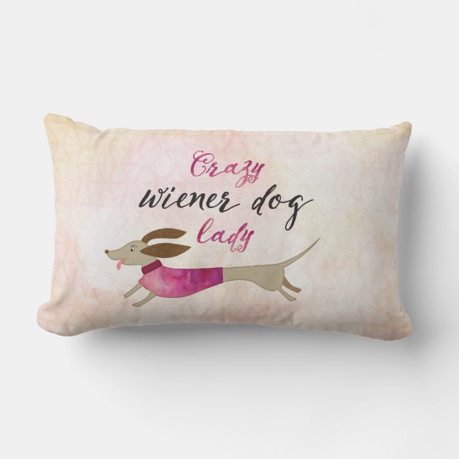 Crazy Wiener Dog Lady Lumbar Cushion (Front)