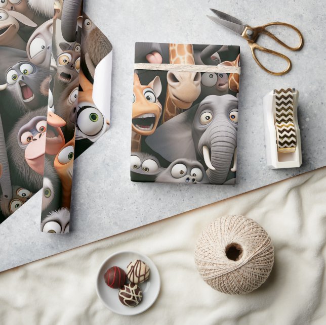 Crazy Wildlife Group  Wrapping Paper (Crafts)