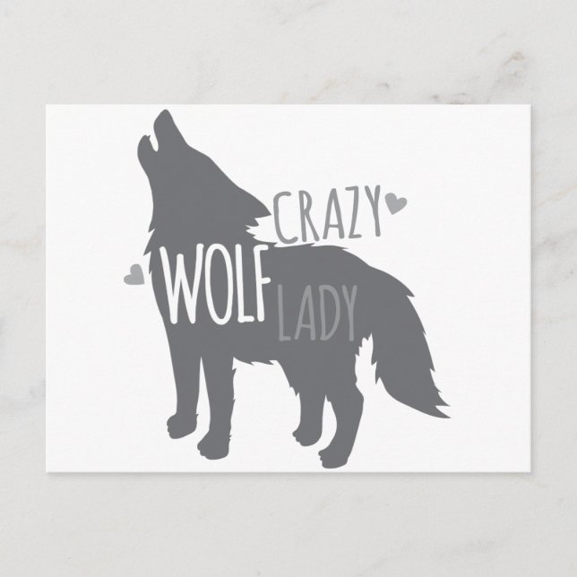 crazy wolf lady postcard (Front)