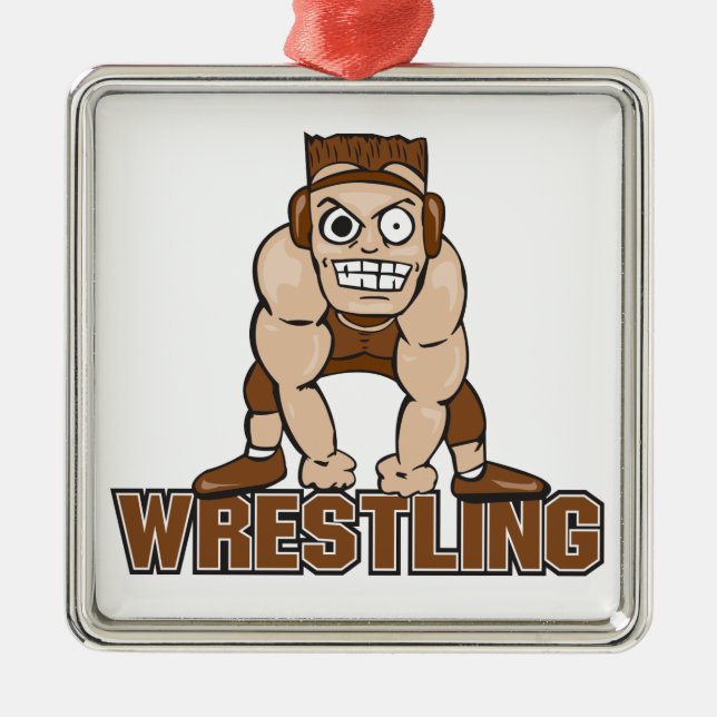 crazy wrestler wrestling design metal ornament (Front)