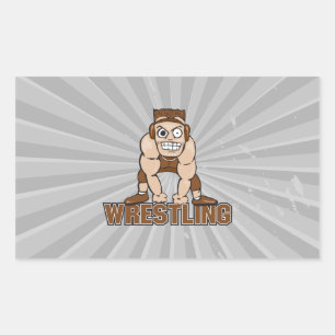 crazy wrestler wrestling design rectangular sticker