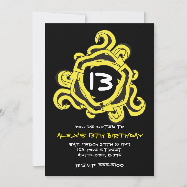 Crazy Yellow & Black Arrows Birthday Invitations (Front)