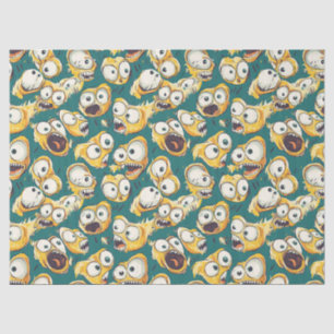 Crazy Yellow Monster Teal Halloween Tissue Paper