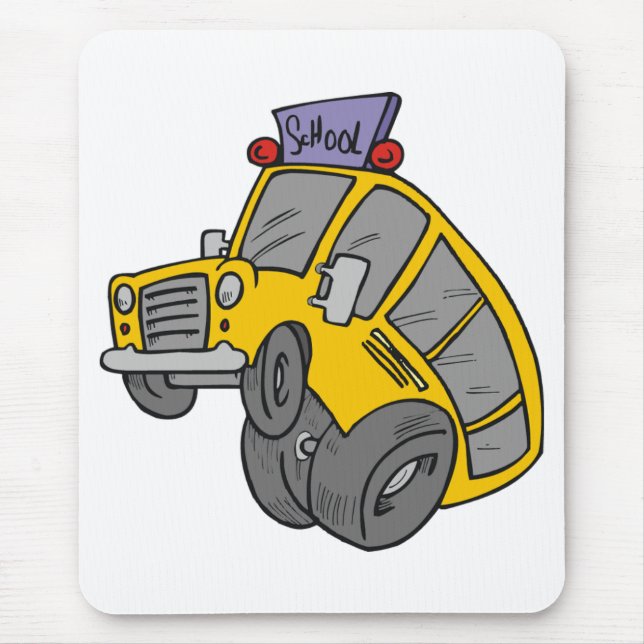 Crazy Yellow School Bus Mouse Pad (Front)