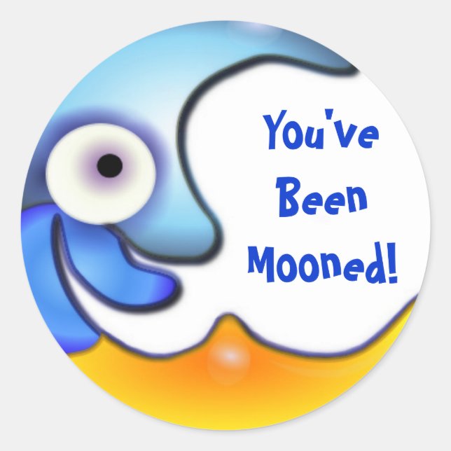 Crazy "You've Been Mooned" Cartoon Sticker (Front)