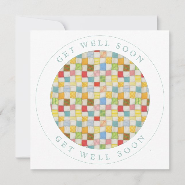 CRAZZY QUILT Square Flat Get Well Card (Front)