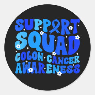Crc colon cancer awareness support squad blue classic round sticker