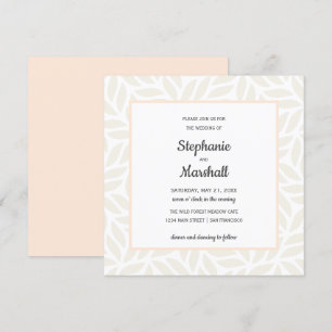 Cream abstract foliage chic modern wedding invitation