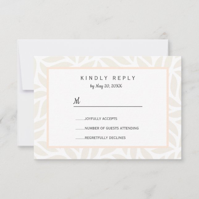 Cream abstract foliage chic Wedding RSVP Card (Front)