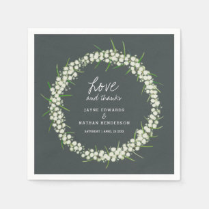 Cream acacia spring flowers art wedding napkins