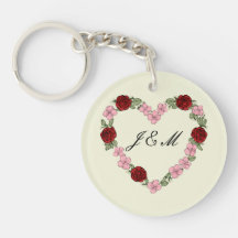 Cream acrylic keychain with pink heart