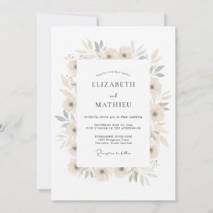 Cream Airy Botanical Wedding Invitation