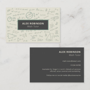Cream Algebra Math Tutor business card
