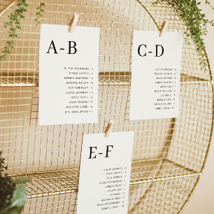 Cream Alphabetical Wedding Seating Chart Card