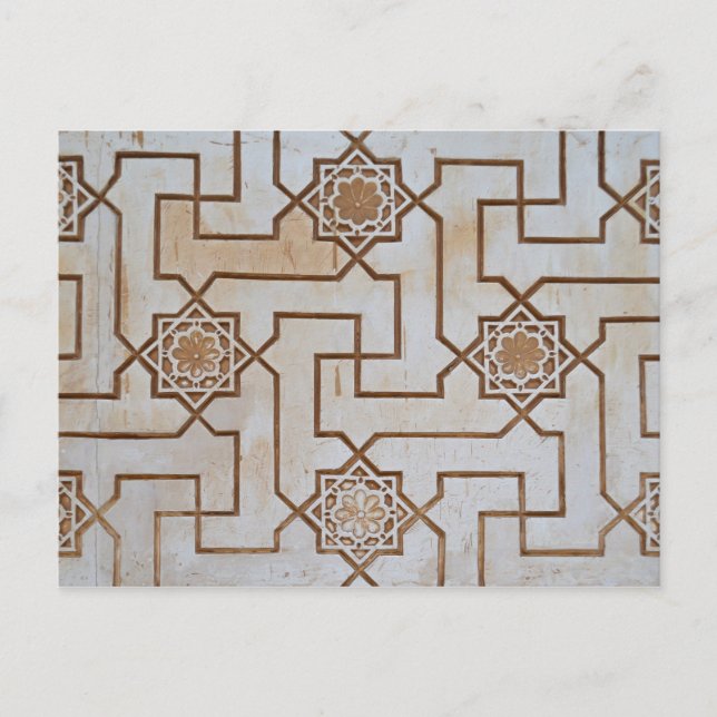 Cream and Beige Arabesque Pattern Postcard (Front)