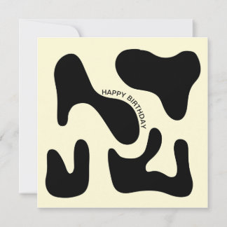 Cream and Black Abstract Art Birthday Card