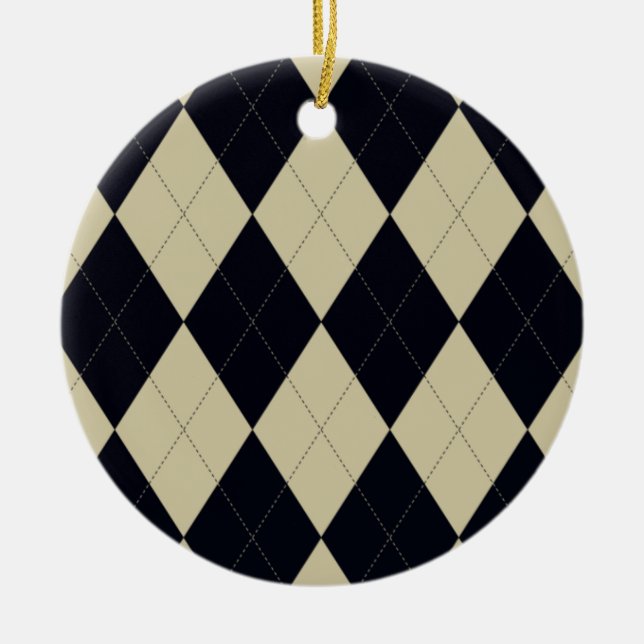 Cream and Black Argyle Ornament (Front)