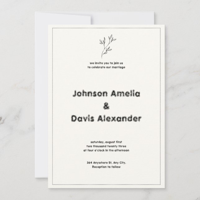 Cream and Black Minimalist Wedding Invitation (Front)