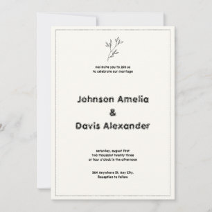 Cream and Black Minimalist Wedding Invitation