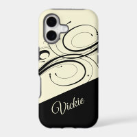 Cream and Black Scroll Accent Personal