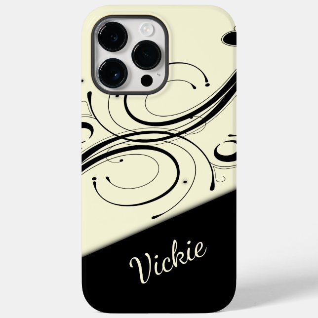 Cream and Black Scroll Accent Personal Case-Mate iPhone Case (Back)