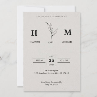 Cream And Black Simple Minimalist Elegant Wedding Invitation