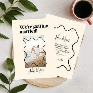 Cream and black Simple Modern Wedding Invitation