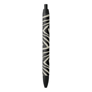 Cream And Black Zebra Stripes, Blue Ink Pen
