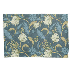 Cream and Blue Floral Art Nouveau  Pillowcase