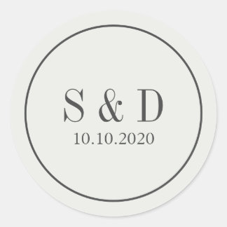Cream and Blue | Wedding Classic Monogram Round Sticker