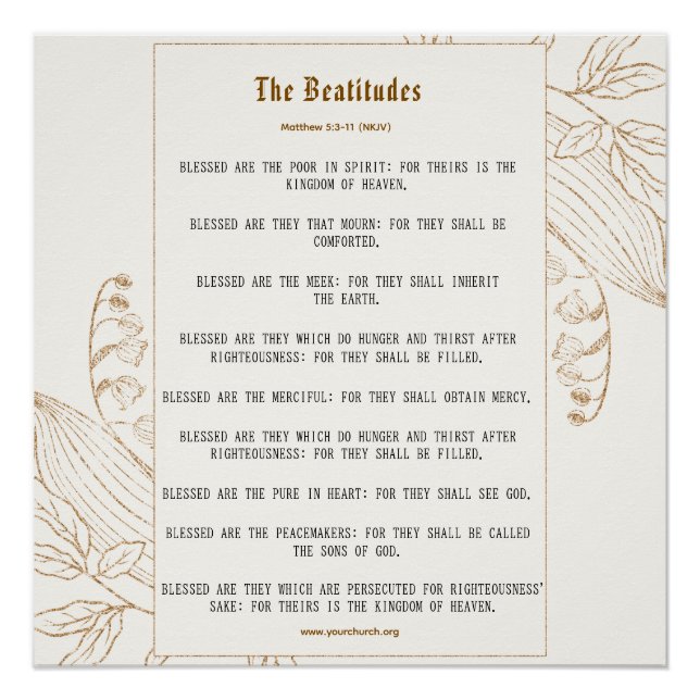 Cream and Bronze Beatitudes Inspiration Poster (Front)