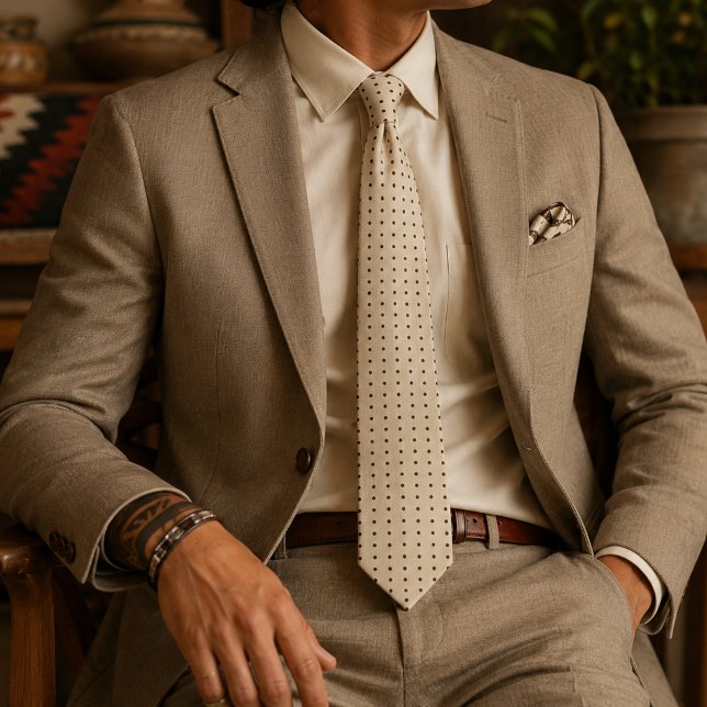 Cream and Brown Micro Polka Dot Tie (Creator Uploaded)