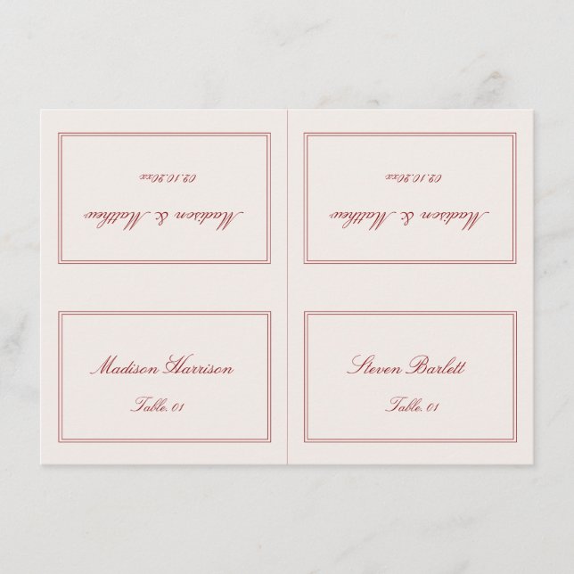 Cream and Burgundy Wedding Place Card DIY (Front)